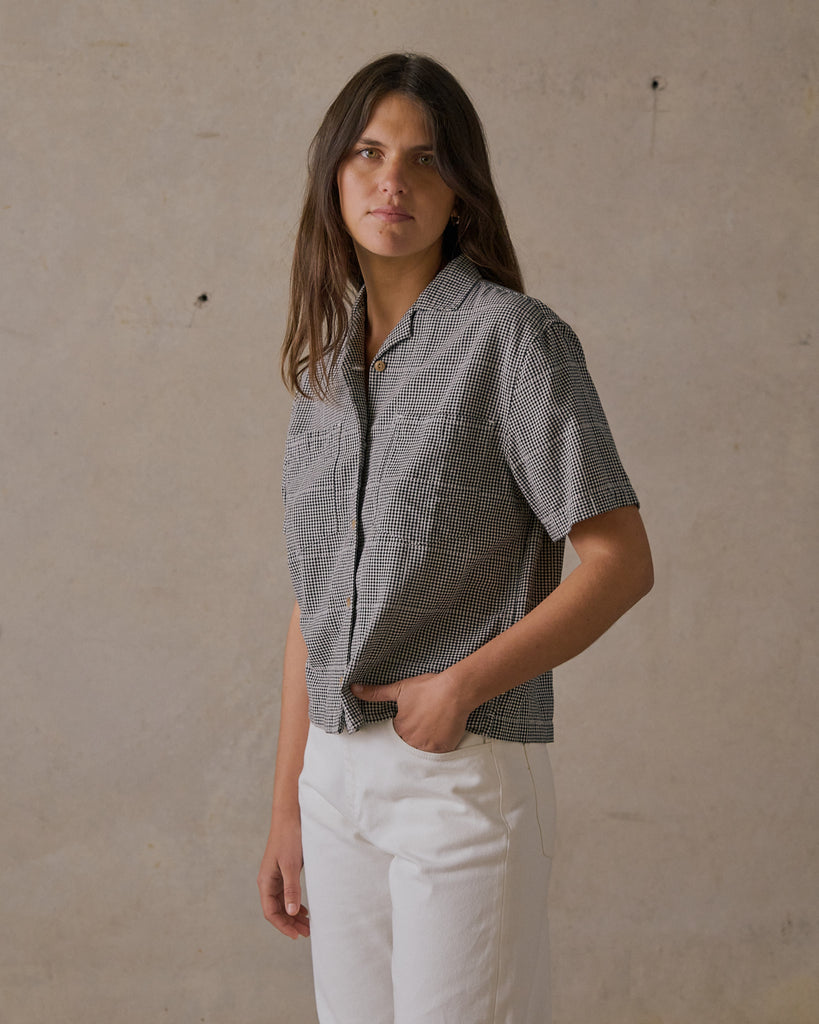 BOXY BUTTON UP SHIRT WITH ALLOVER STONES