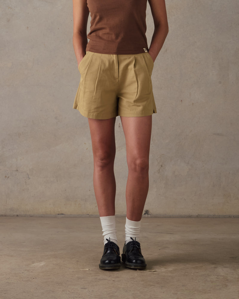 Double Pleated Twill Shorts