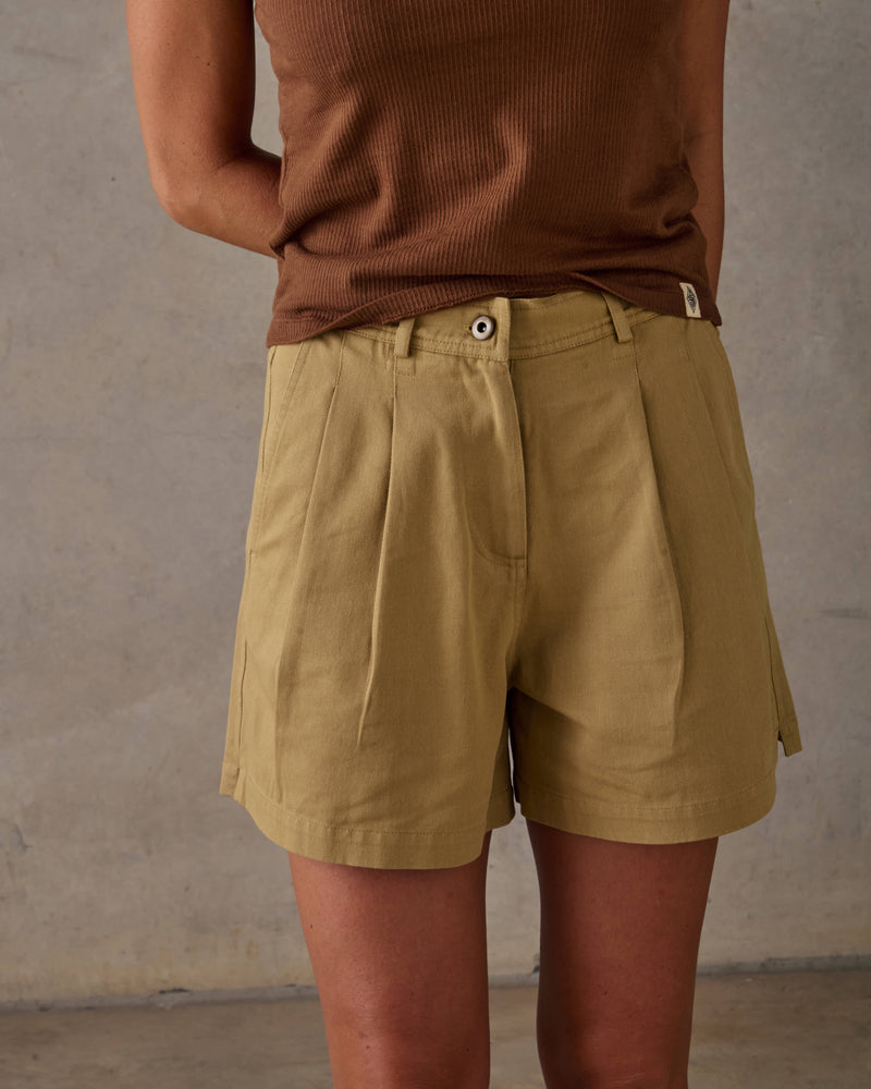 Double Pleated Twill Shorts