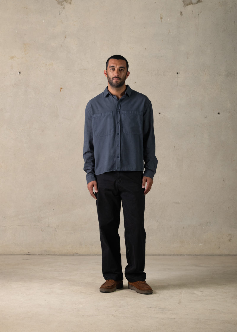 Linen Boxy Long Sleeve Shirt