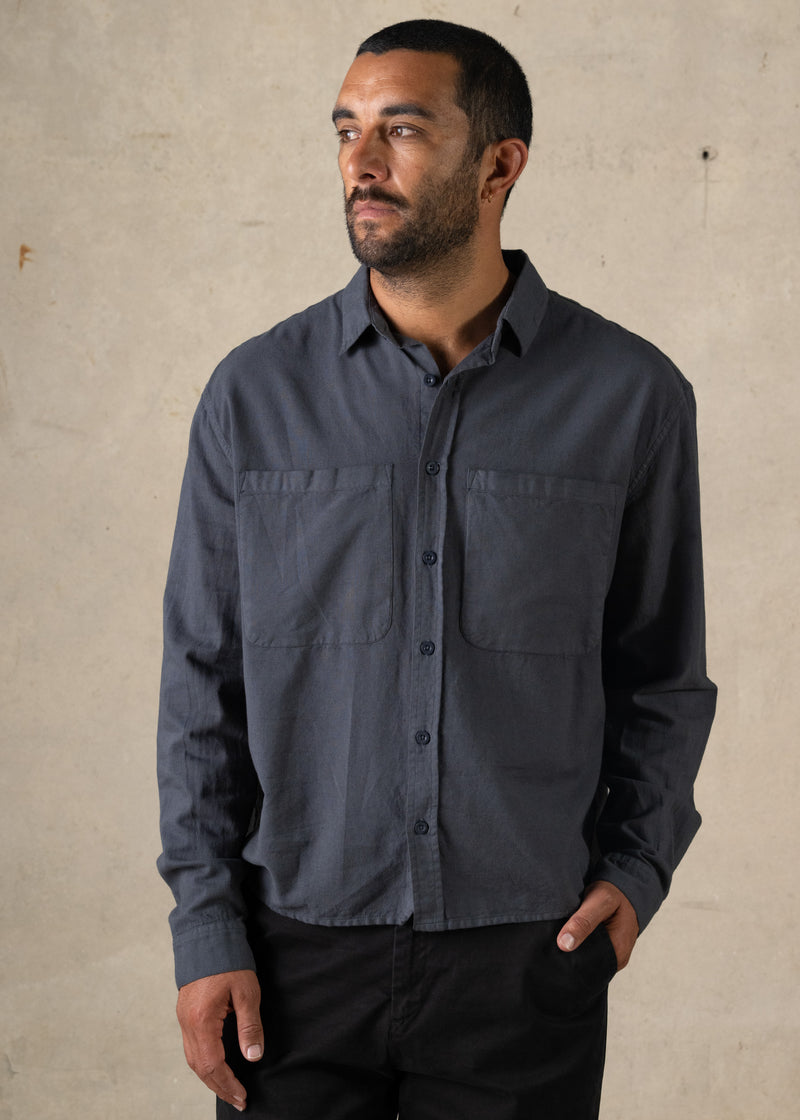 Linen Boxy Long Sleeve Shirt