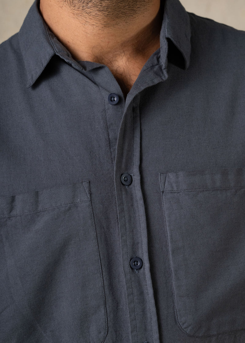 Linen Boxy Long Sleeve Shirt