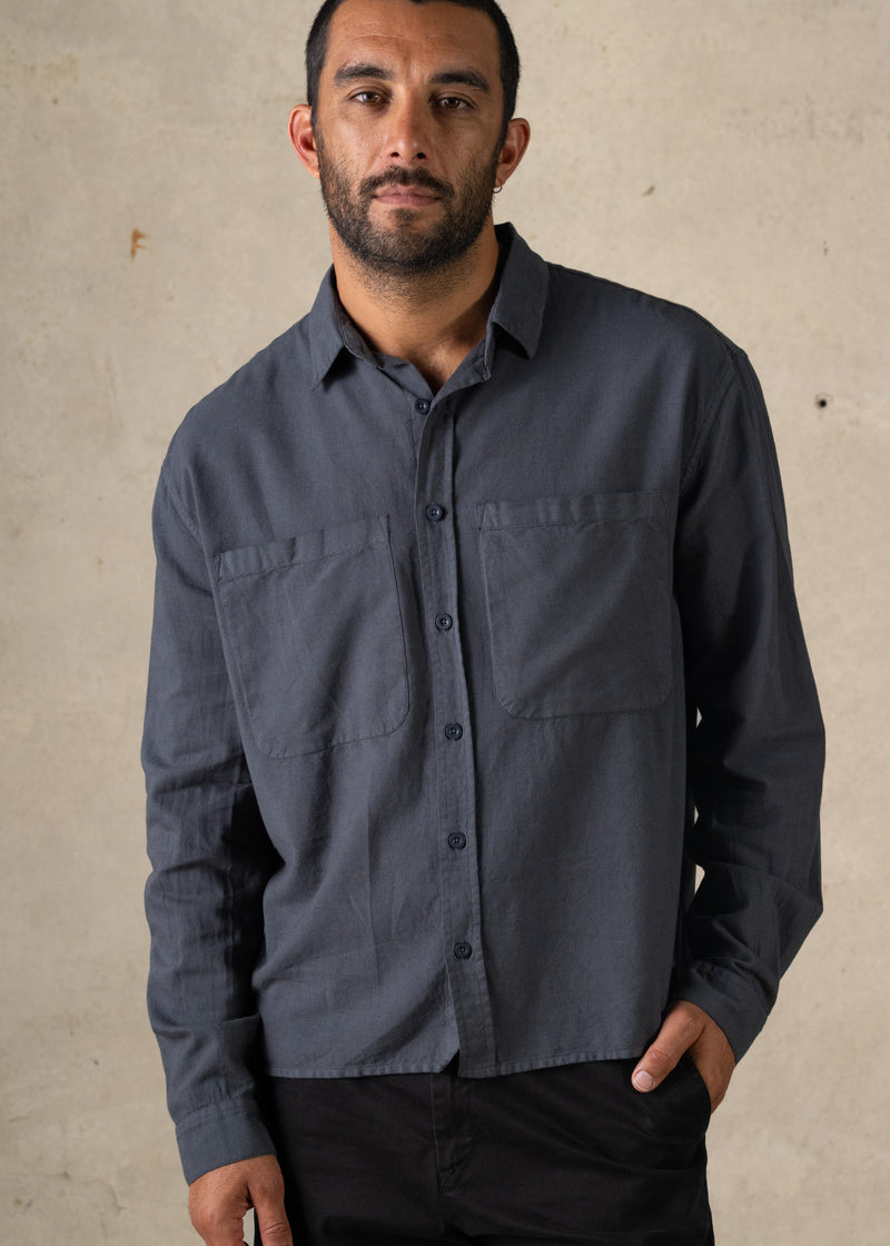 Linen Boxy Long Sleeve Shirt