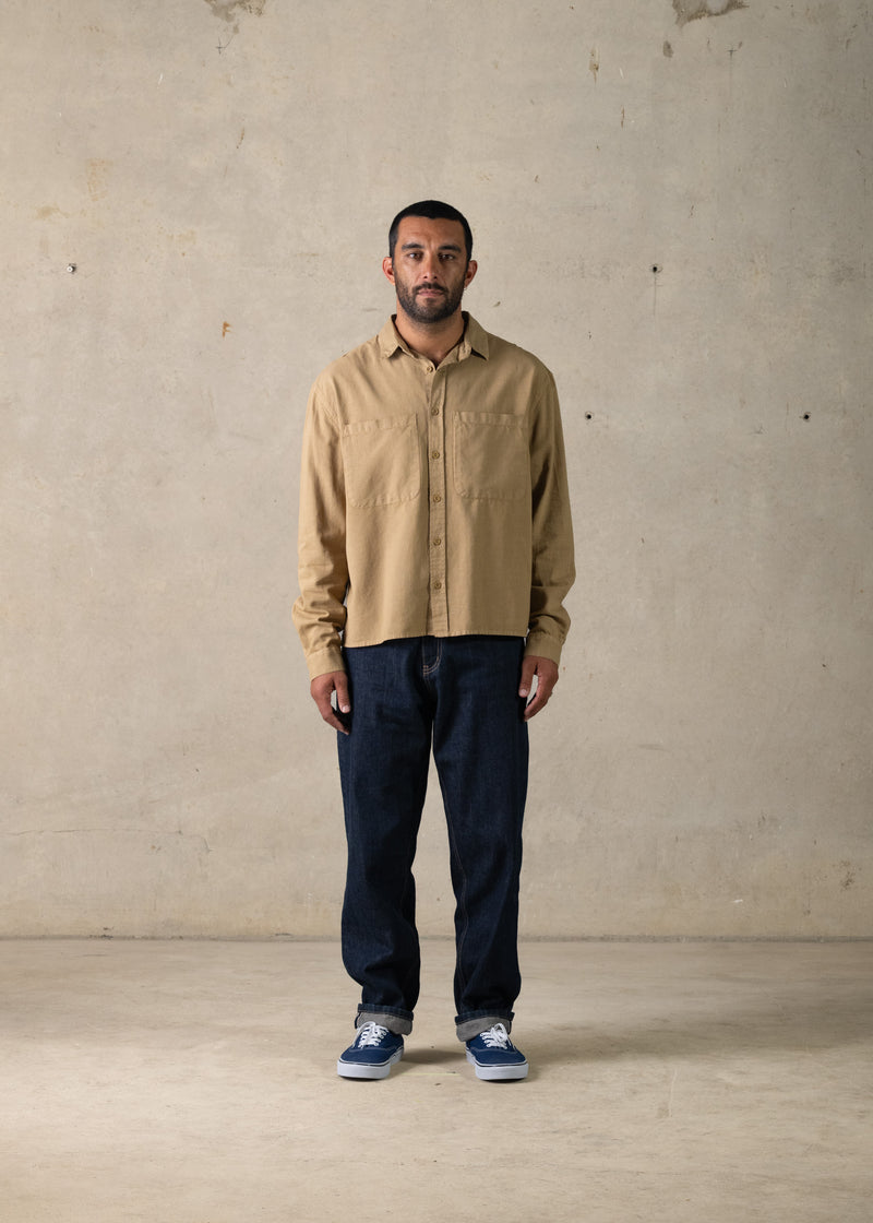 Linen Boxy Long Sleeve Shirt
