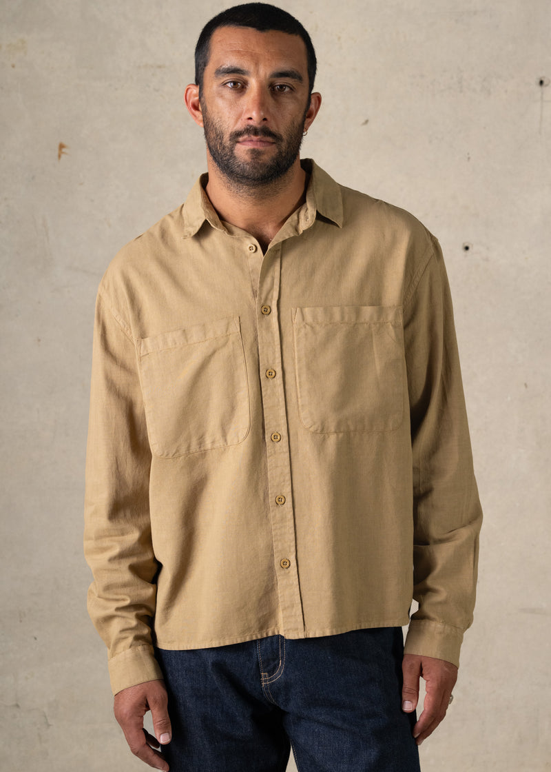 Linen Boxy Long Sleeve Shirt