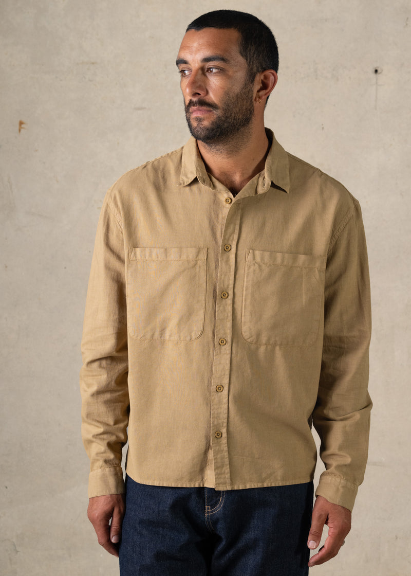 Linen Boxy Long Sleeve Shirt