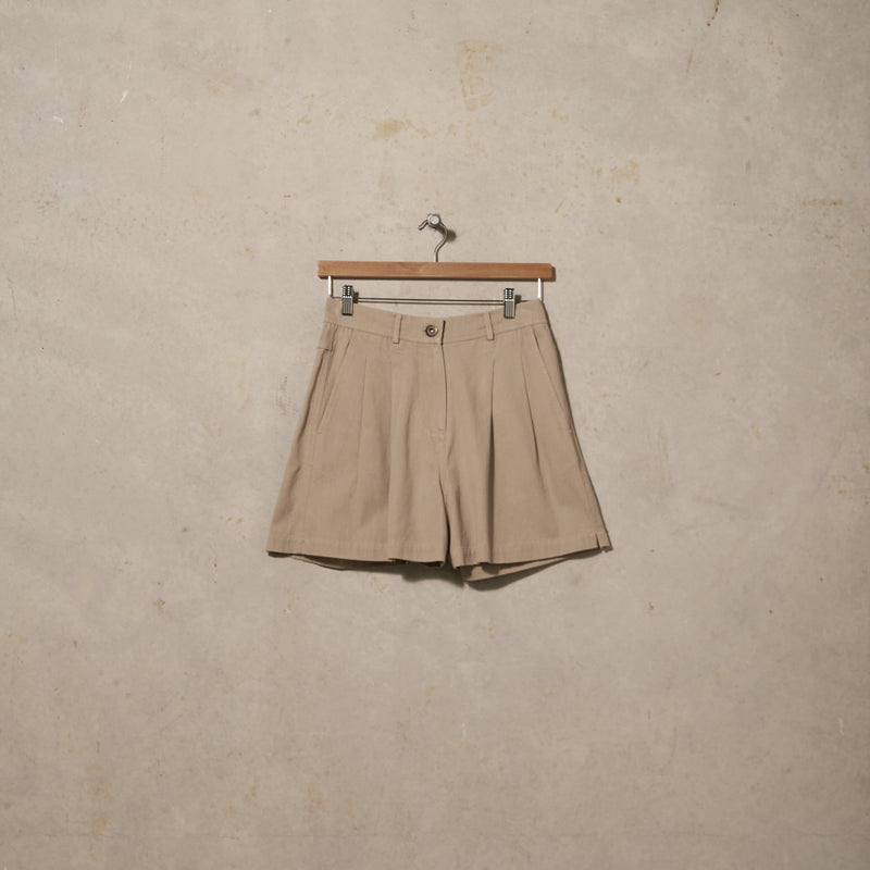Double Pleated Twill Shorts