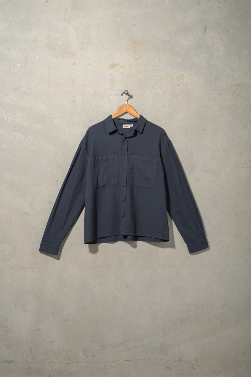 Linen Boxy Long Sleeve Shirt