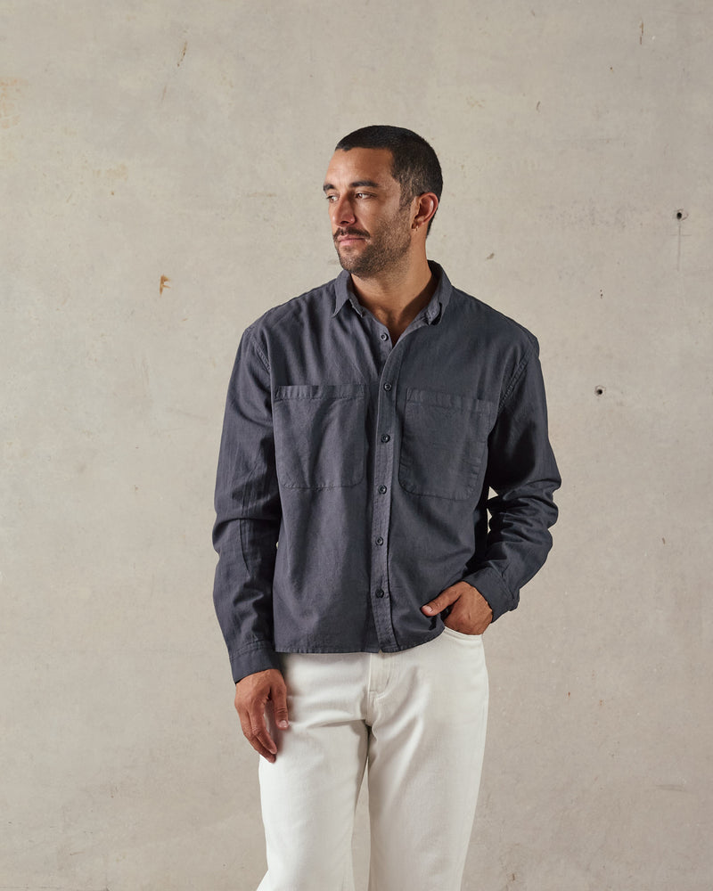 Linen Boxy Long Sleeve Shirt