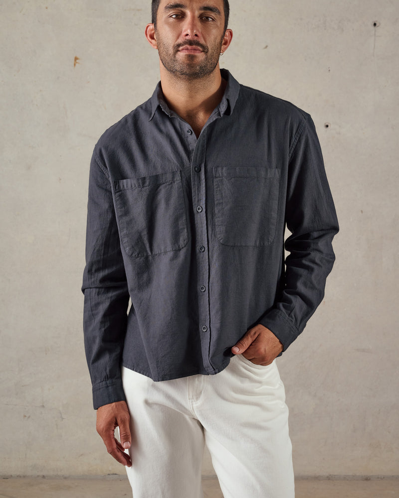 Linen Boxy Long Sleeve Shirt
