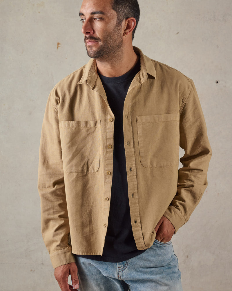 Linen Boxy Long Sleeve Shirt