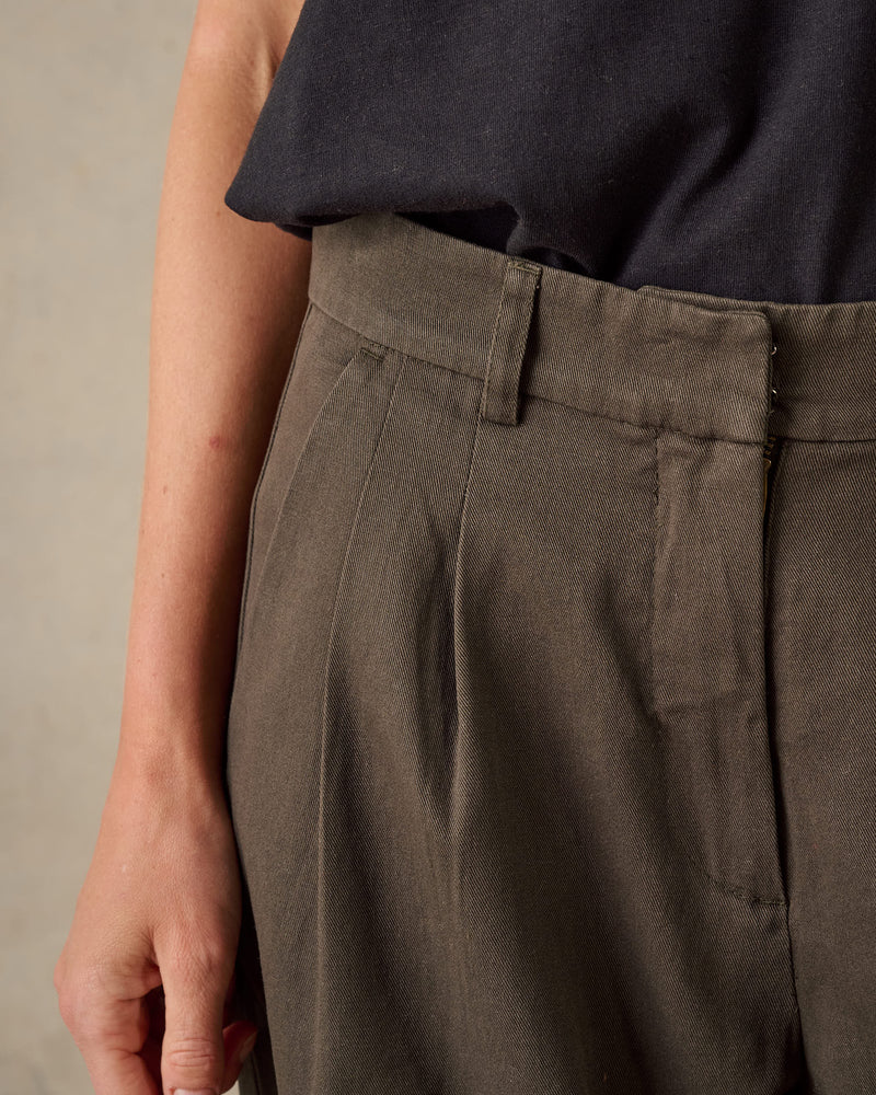 Double Pleated Twill Pants