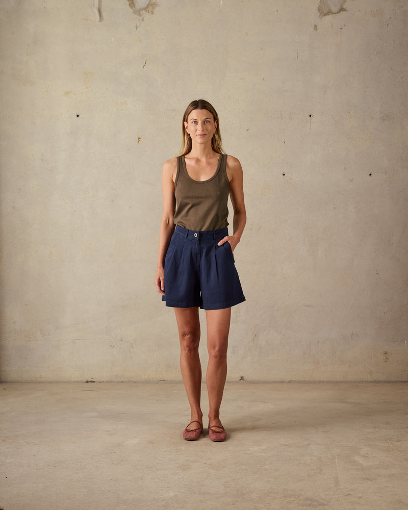 Double Pleated Twill Shorts