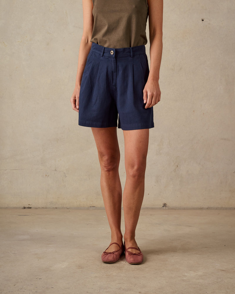 Double Pleated Twill Shorts