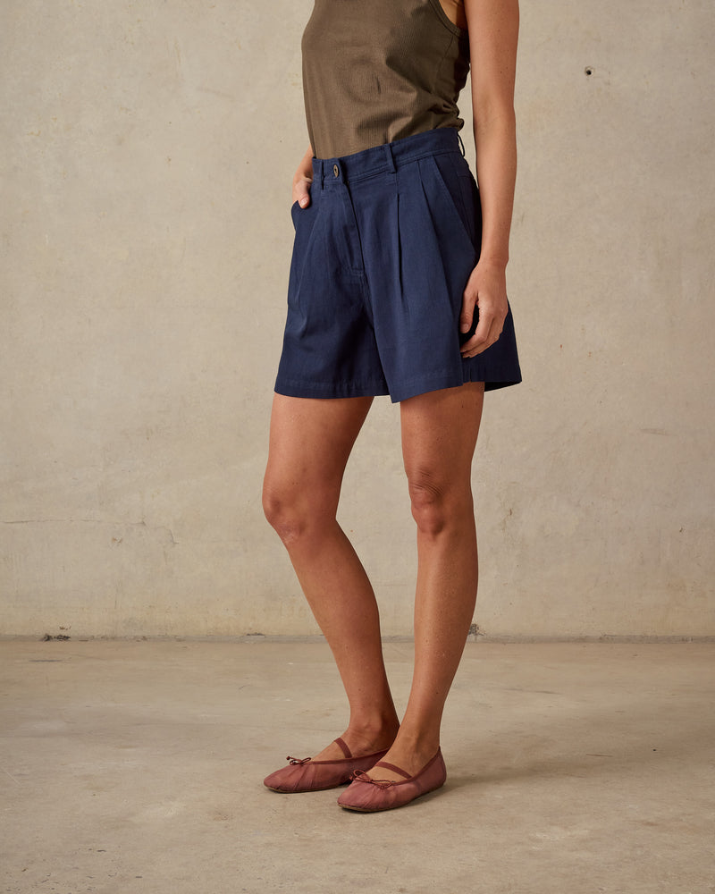 Double Pleated Twill Shorts
