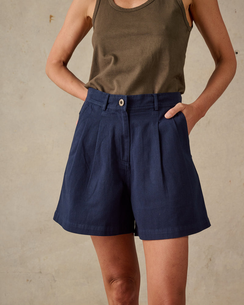 Double Pleated Twill Shorts