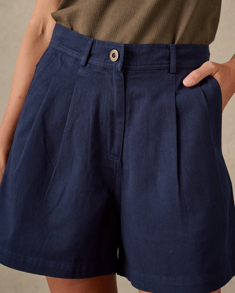 Double Pleated Twill Shorts