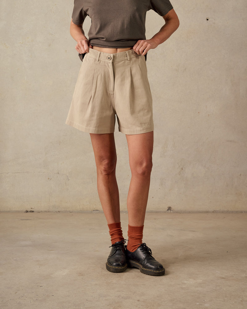 Double Pleated Twill Shorts