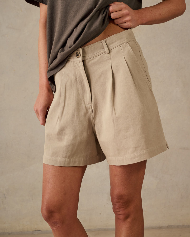 Double Pleated Twill Shorts